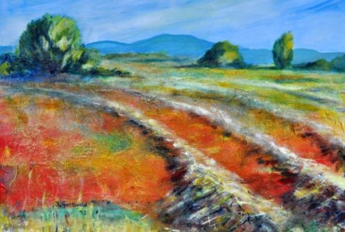 Acryl und Lack auf Leinwand, 2013, 80 x 60 cm, "Nach der Ernte"